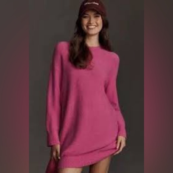 Anthropologie Daily Practice Long Sleeve Sweater Mini Dress Pink Size M - Picture 3 of 9